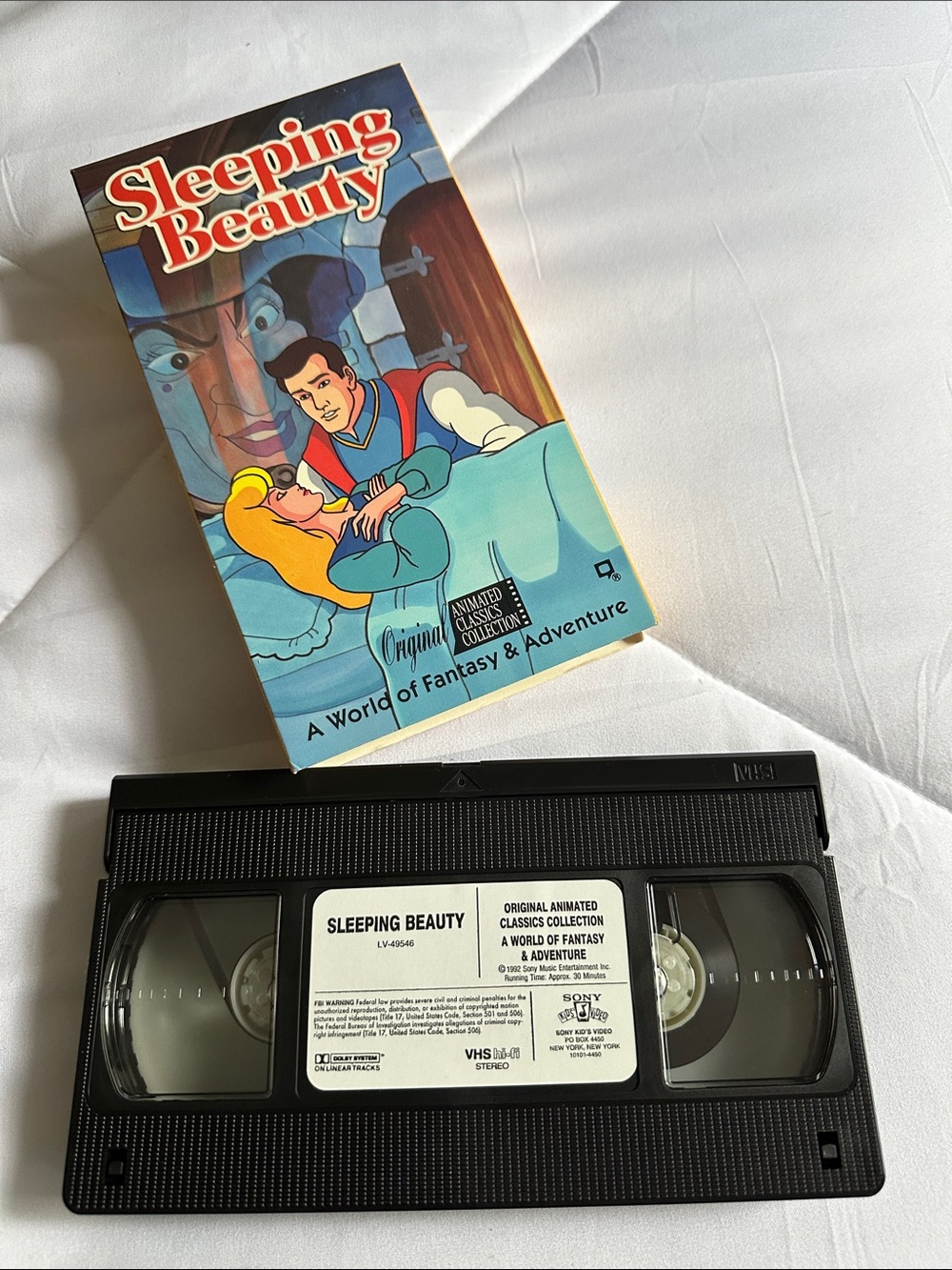 Sleeping Beauty VHS Tape with Illustrated Box - Blue, Black